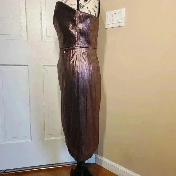 Marchesa Notte metalic lame cocktail dress, size 4 - Picture 2 of 9